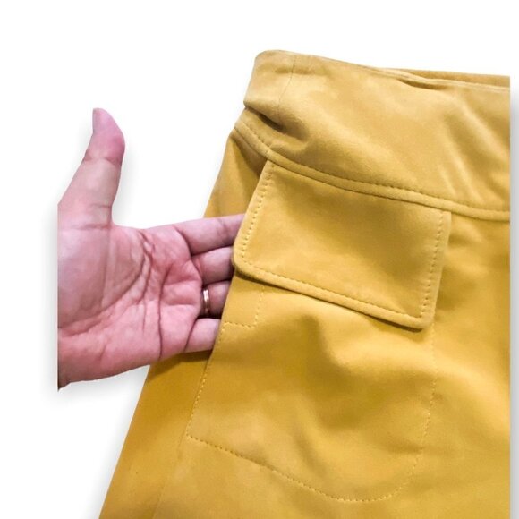 Vintage Italian‎ Victory Leather Yellow Suede A line-pleated Skirt, Size US12 - Picture 7 of 13